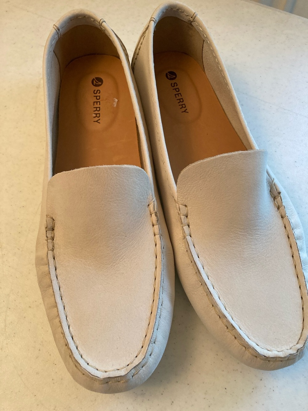 Sperry Beige Suede Slip-On Driving Loafers